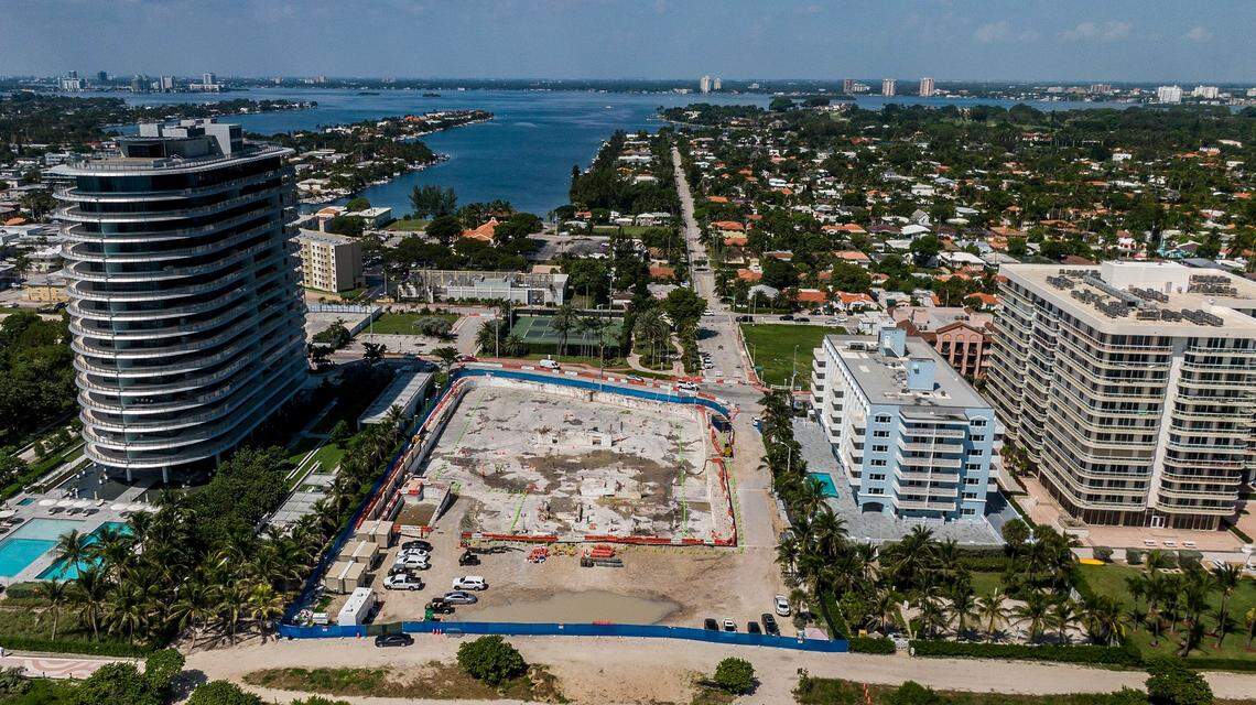 View of the land that once housed the Champlain Tower South in Surfside after the rubble has been cleared out. The condo located at 8777 Collins Avenue in Surfside collapsed early Thursday morning on June 24, 2021. Photo taken Friday, Sept. 10, 2021.