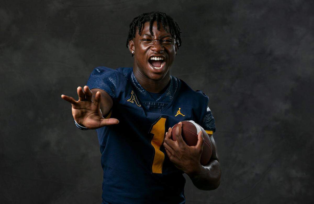 King Mack, a safety from St.Thomas Aquinas High School, is photographed during High School Media Day at Pompano Beach High School on Tuesday, Aug. 2, 2022, in Pompano Beach, Fla.