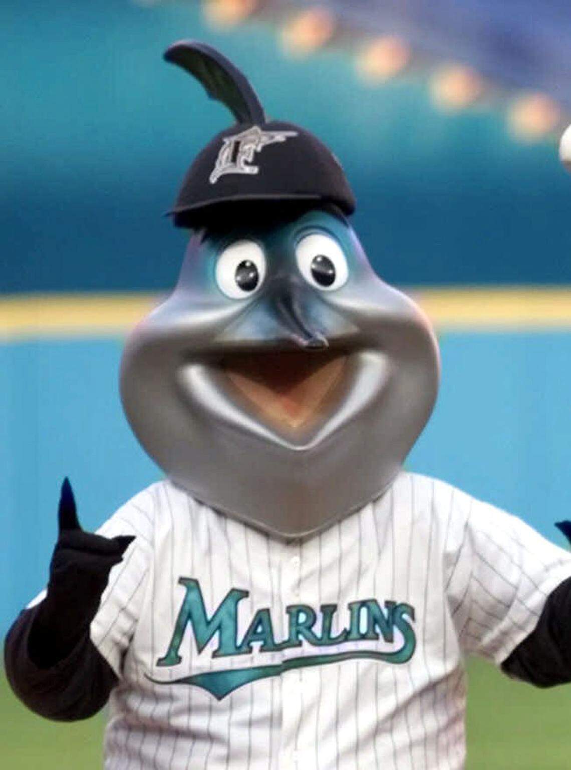 This is a 2001 file photo of Florida Marlins mascot John Routh, aka, Billy the Marlin. Fired last Halloween as the team’s one and only mascot, the club and Routh offer different reasons for his dismissal. He he continues to root for the Marlins. He was at the ballpark a couple of times during the first round of the playoffs, but without the giant fish head.