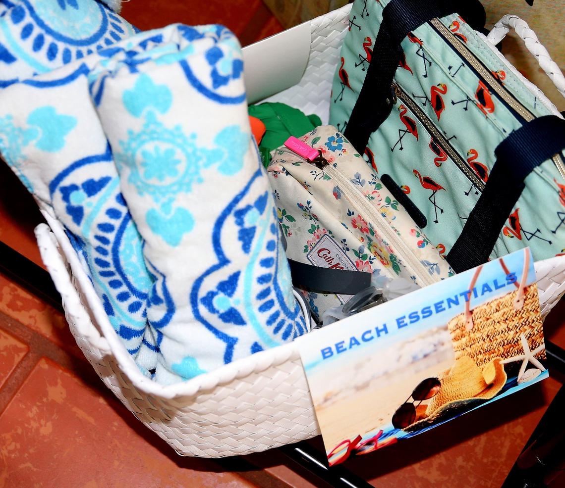 The beach basket at Paola Ugolini’s Airbnb cottage, includes towels, lunch boxes and other beach essentials. Her Biscayne Park guesthouse is the most popular Airbnb listing in Florida.