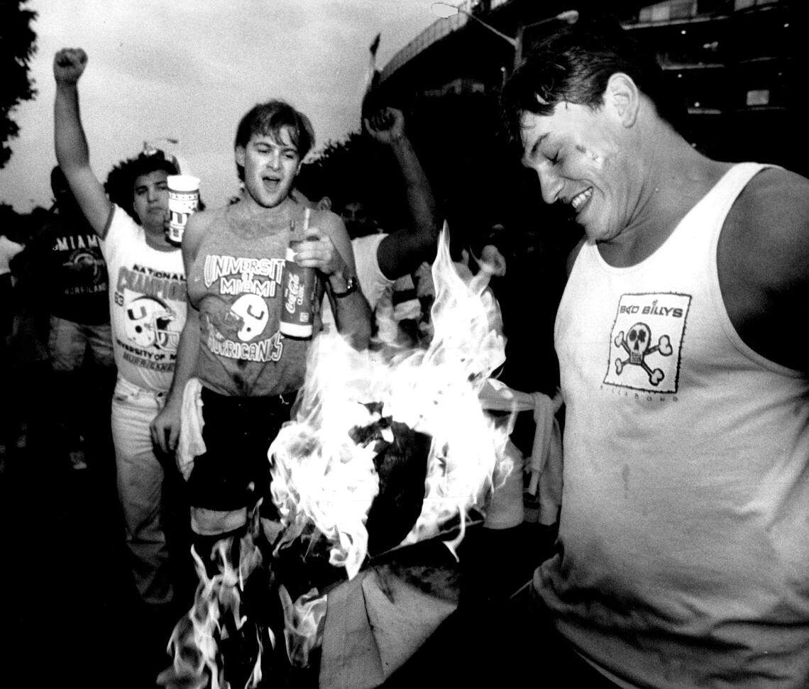 Pregame tailgate parties at the Orange Bowl before a UM-Notre Dame game at the Orange Bowl.