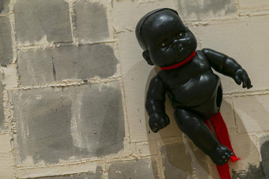 Visual artist Juan Roberto Diago’s work, “DIAGO: The Pasts of this Afro-Cuban Present,” is on display at the Lowe Art Museum at the University of Miami in Coral Gables, Florida, on Nov. 1, 2019.