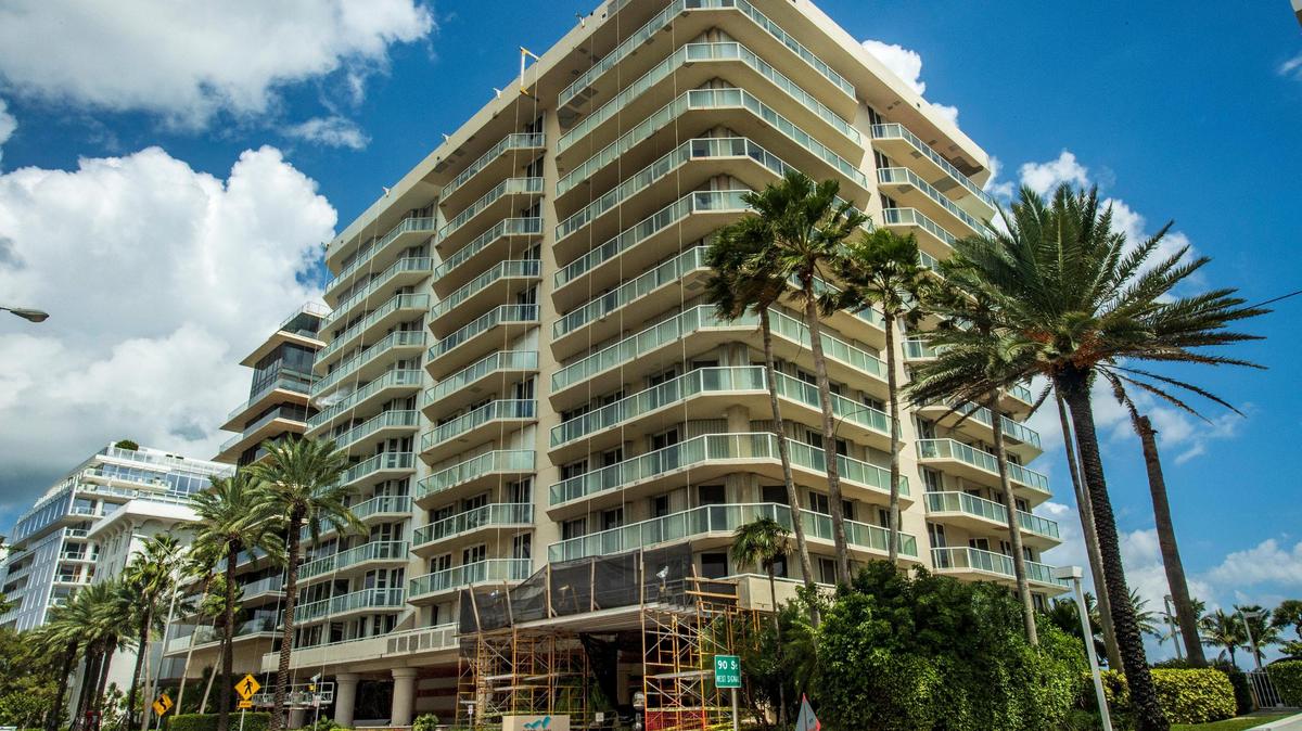 The Mirage on the Ocean condo tower in Surfside, pictured Oct. 2, 2021, was developed and designed by some of the same players who built Champlain Towers South.