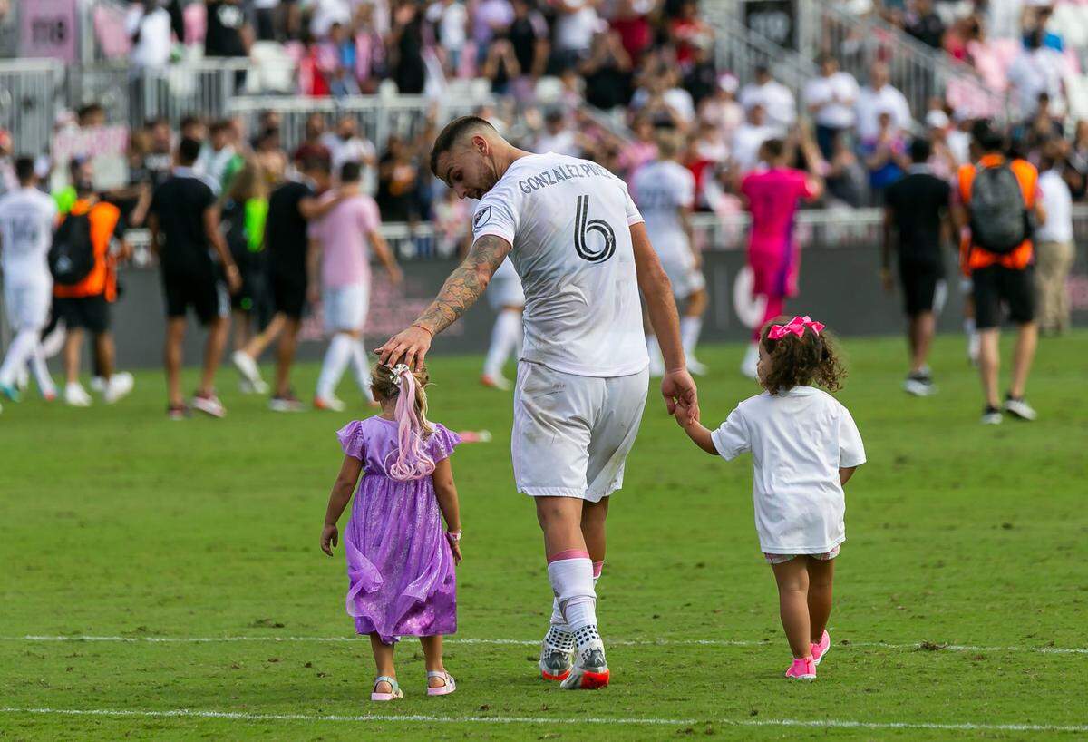 Inter Miami defender Leandro Gonzalez (6) is seen during the conclusion of his MLS soccer match against New York City FC at DRV PNK Stadium on Saturday, October 30, 2021, in Fort Lauderdale, Florida. Inter Miami lost 3 to 1.