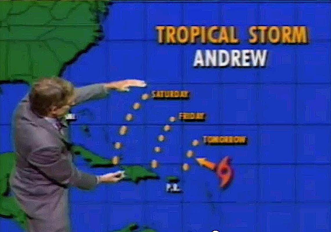 Bryan Norcross, the famous TV meteorologist who broadcast throughout Hurricane Andrew in 1992, debuted the first version of what is now the hurricane cone of uncertainty the week before Andrew hit Florida.