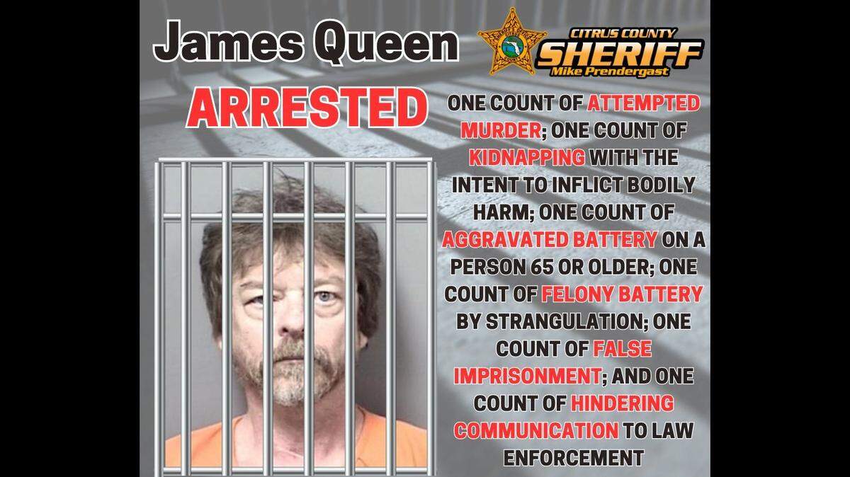 James Frederick Queen is facing charges for holding an elderly person captive for days and torturing them, Citrus County Sheriff deputies said.