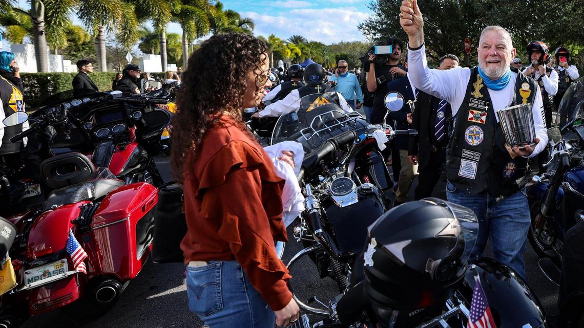 Archbishop Thomas Gerard Wenski, right, blesses some of the riders who took part in the 13th Annual Archbishop Motorcycle Ride. The event brings hundreds of Catholic bikers together to raise funds for the St. Luke’s Center, an alcohol and drug rehabilitation facility in Miami.