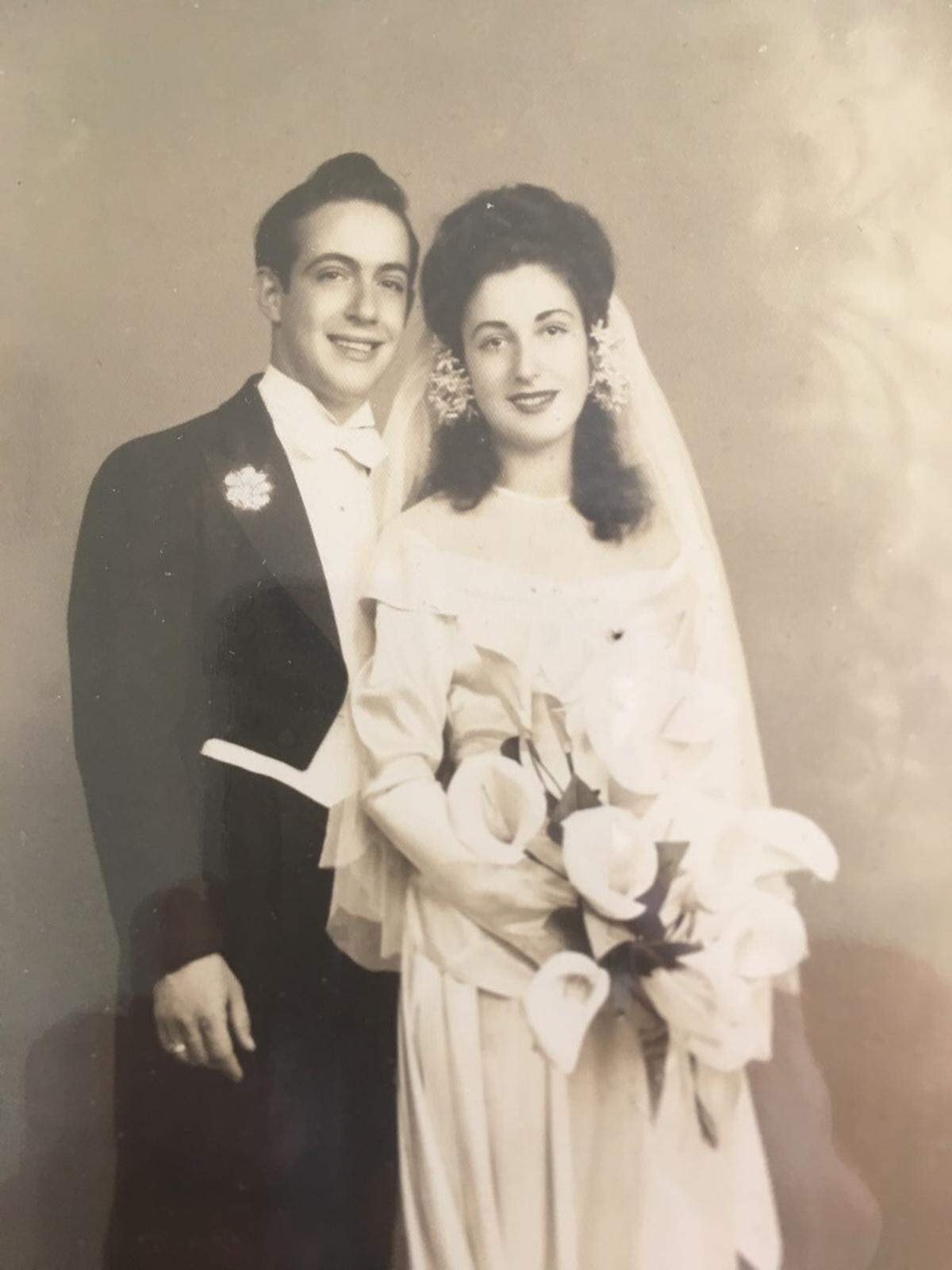 Irving Karp and his wife Ruth on their wedding day in 1946.