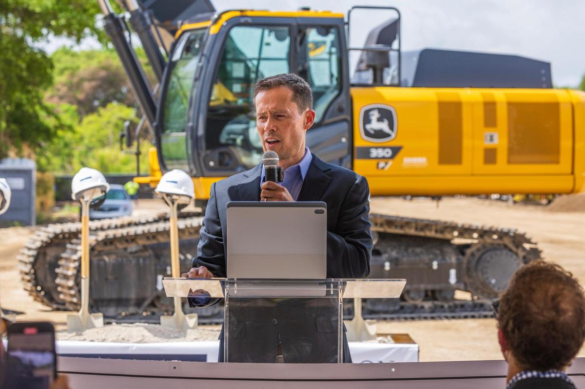 Developer Matthew Martinez speaks during a groundbreaking ceremony for the 112-unit Beacon Hill at Princeton workforce housing development, the first in Miami-Dade County conceived and designed to take advantage of Florida’s Live Local Act.