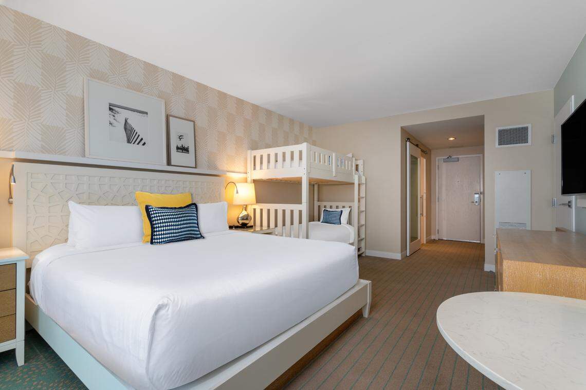 Cozy up in the nostalgic king bunk room at the Wyndham Grand Clearwater Beach.