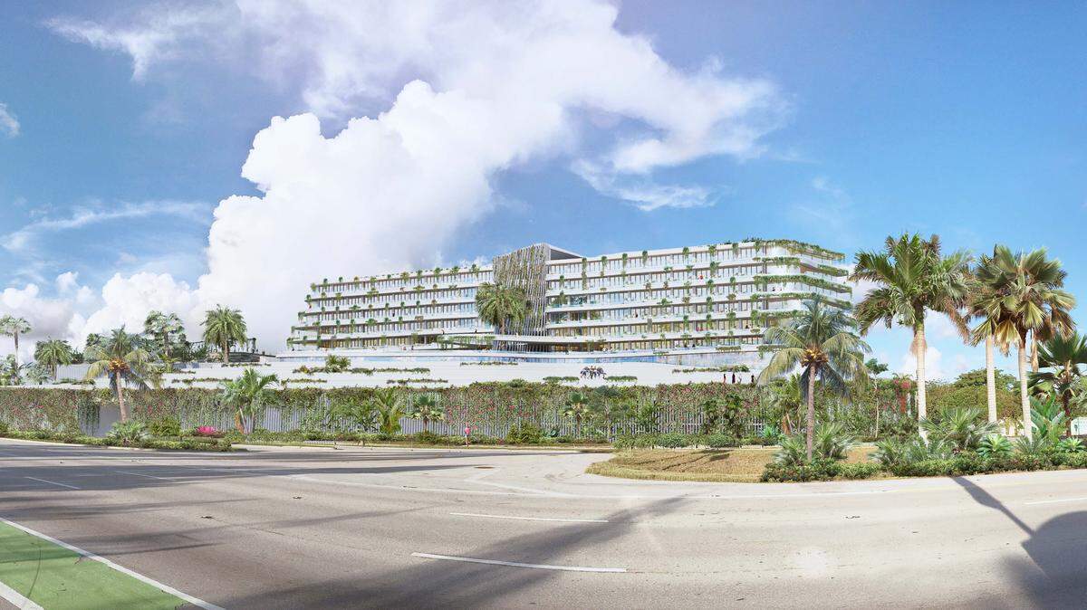 Rendering of a proposed family-friendly hotel at the current site of the parking garage on Jungle Island. The park will seek the city of Miami's approval for a referendum that could go to voters in August.