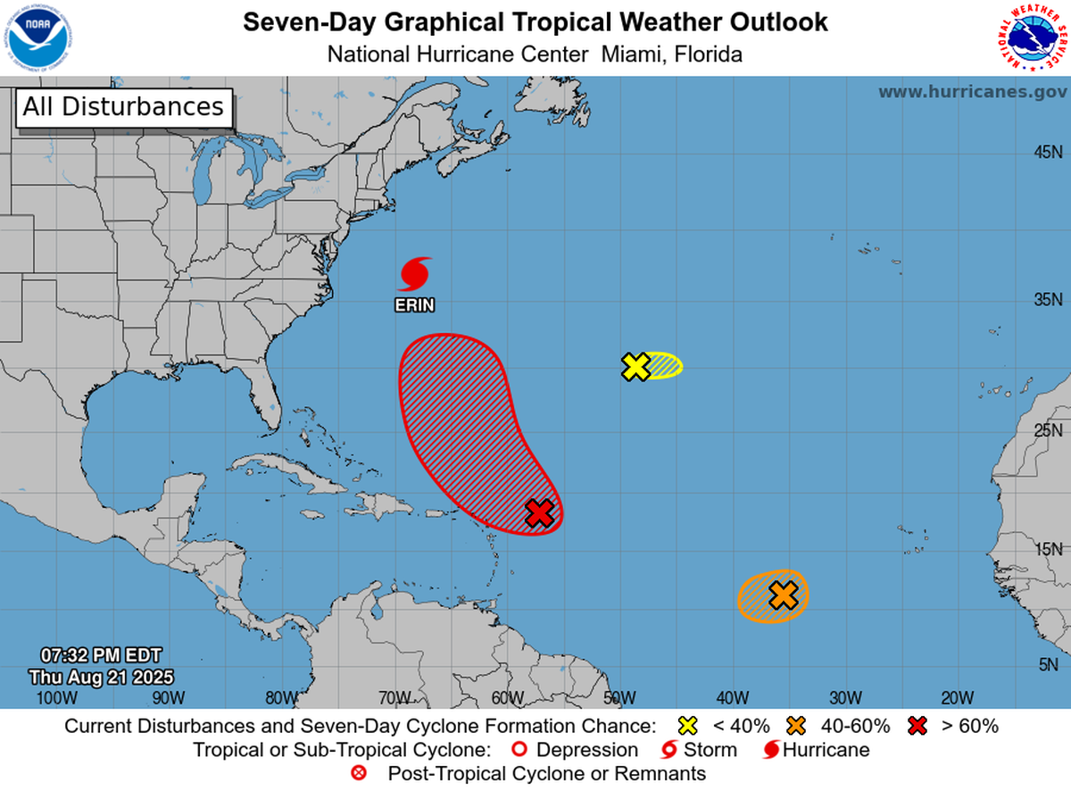 The hurricane center is watching three disturbances, none of which pose a threat anytime soon to Florida or the Caribbean.