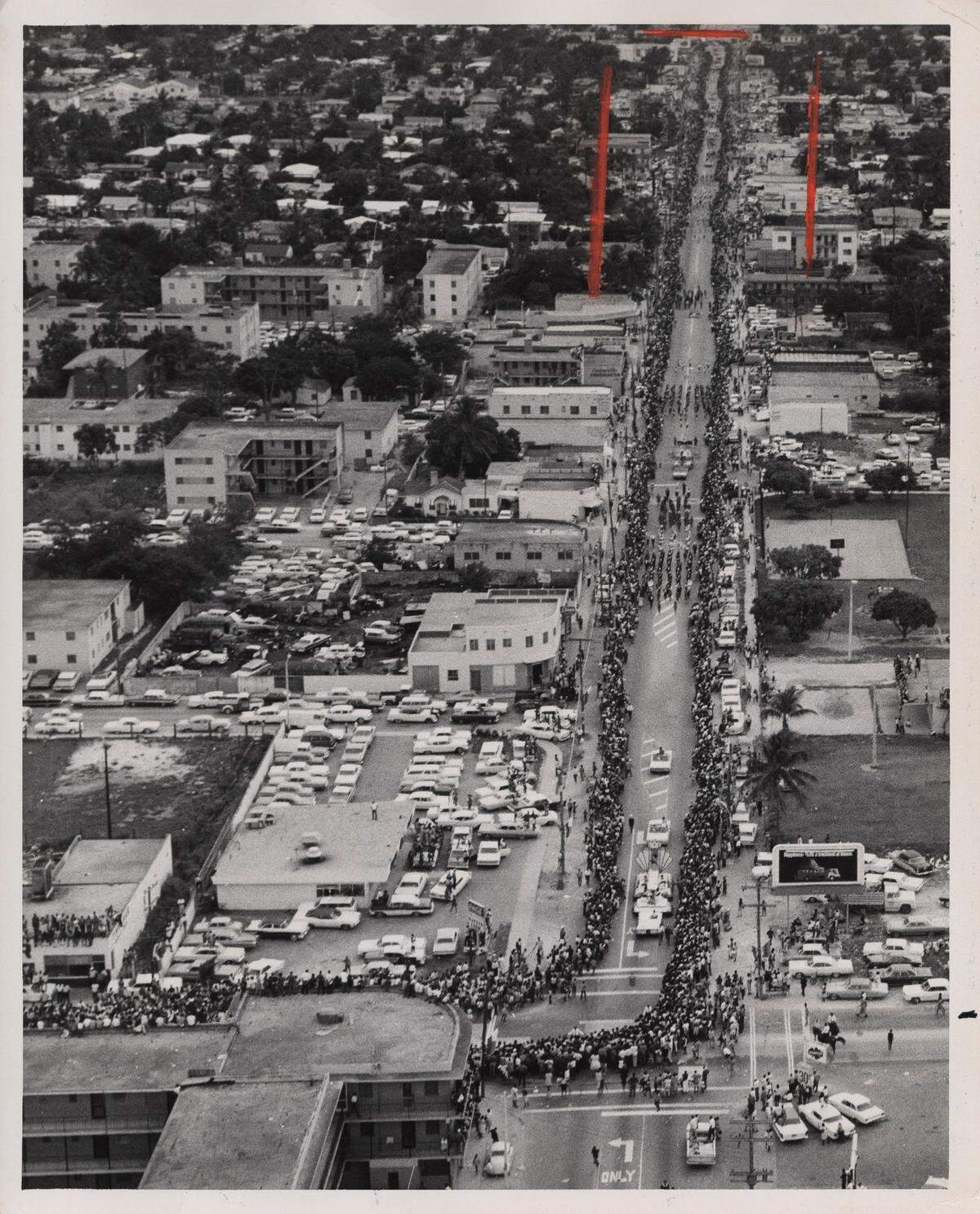 The Orange Blossom Classic parade winds through the streets in 1967.