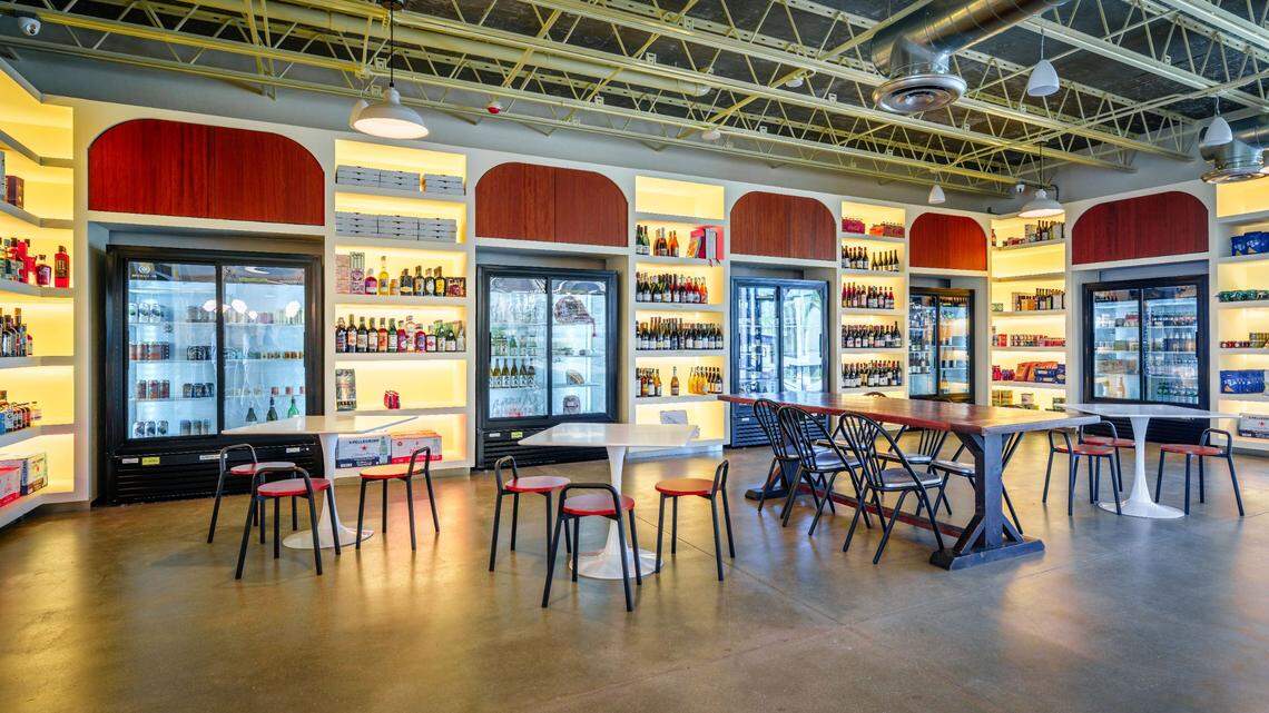 The interior of Bar Bucce, a market, bottle shop and pizzeria from the team at Macchialina.