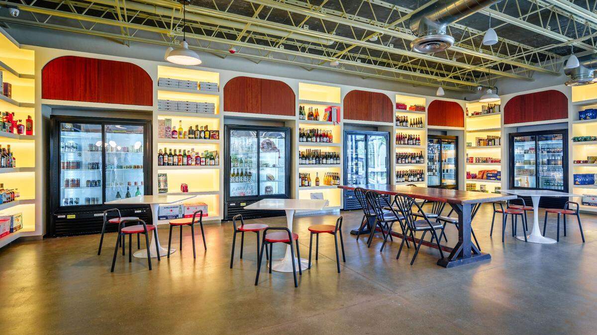The interior of Bar Bucce, a market, bottle shop and pizzeria from the team at Macchialina.