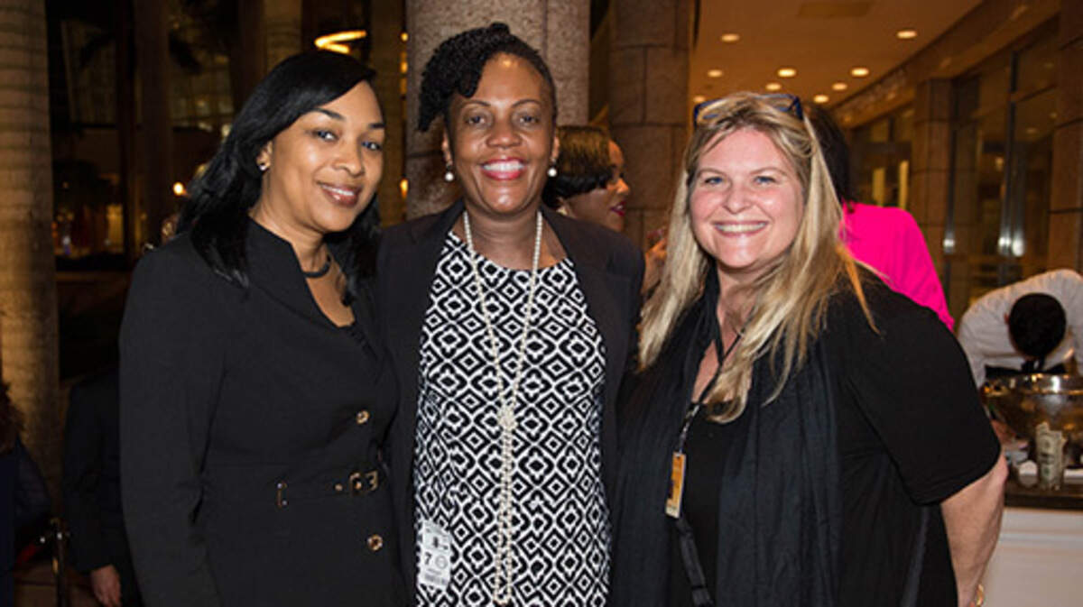 Melonie Burke, Valerie Riles and Caren Curington at the Adrienne Arsht Center.
