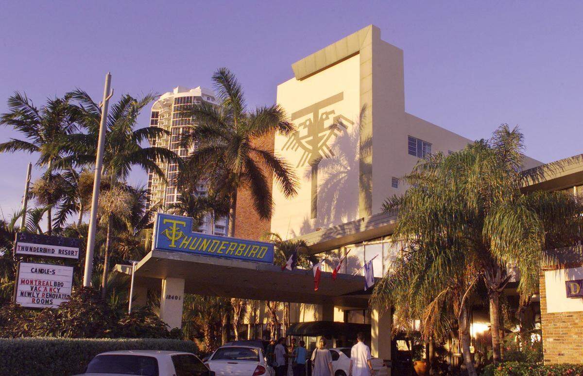 The Thunderbird, seen in 2001, was the first four-story motel along Motel Row in Sunny Isles.
