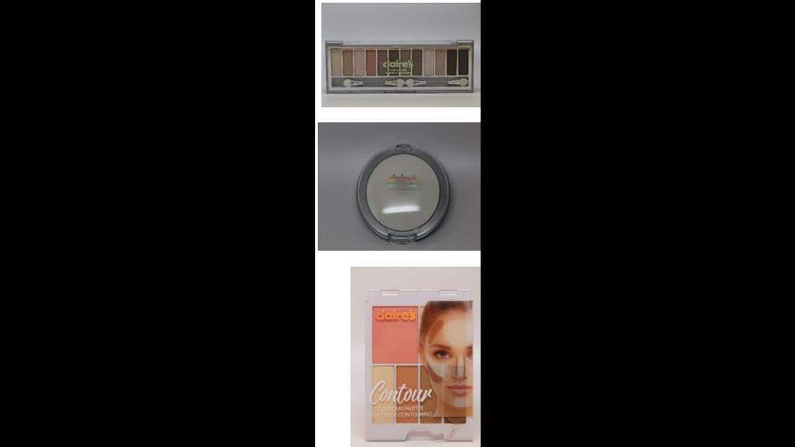 From top: Claire’s Eye Shadow, Compact Powder and Contour.