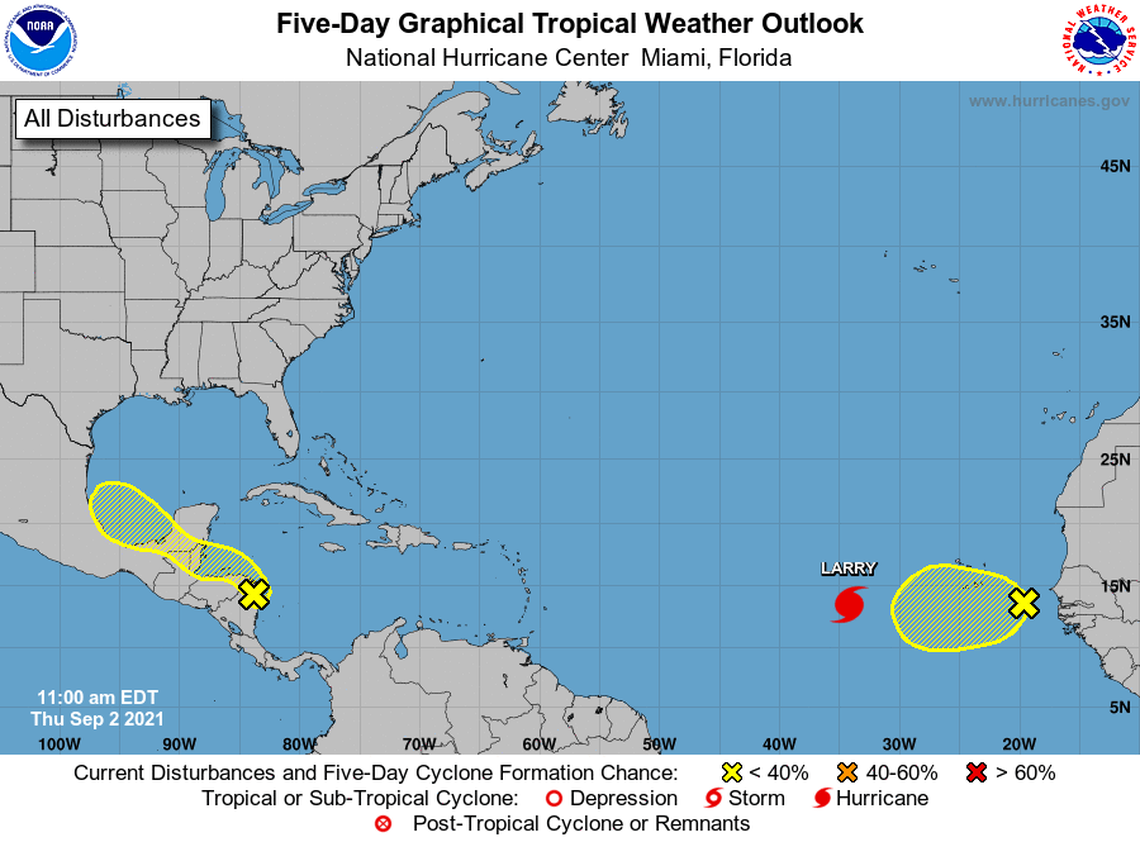 Neither of the two disturbances in the Atlantic Basin have high chances for development anytime soon.