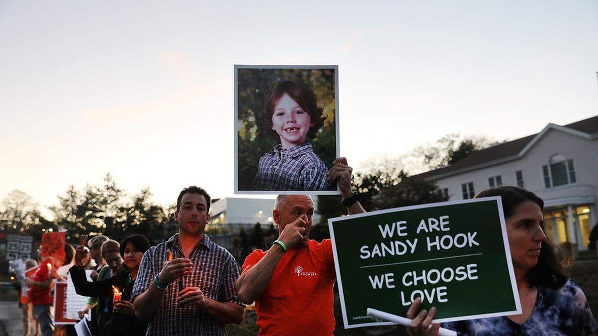 Sandy Hook parents and others rally against violence after the 2013 elementary school massacre.