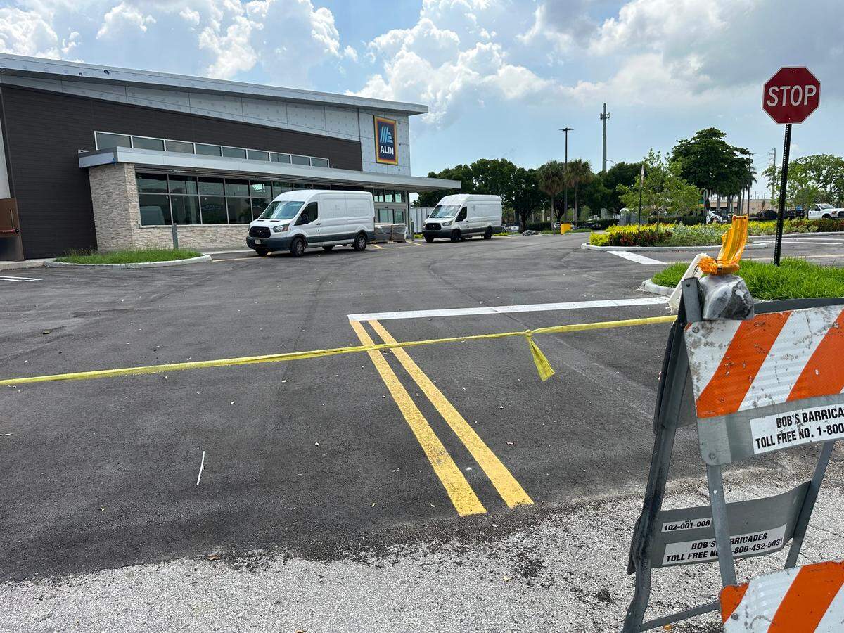 An Aldi supermarket nears completion on one side of the Midway Crossings mall at 7995 W. Flagler St. on May 30, 2024.