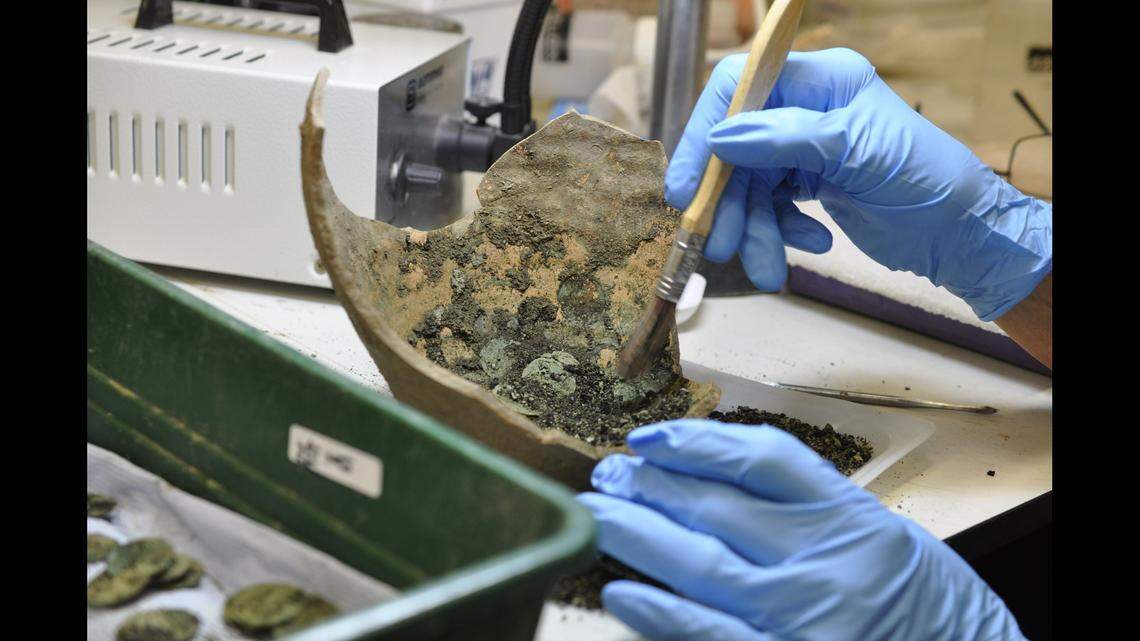 Metal detectorists discovered a trove of ancient Roman coins in Wales, museum officials said.