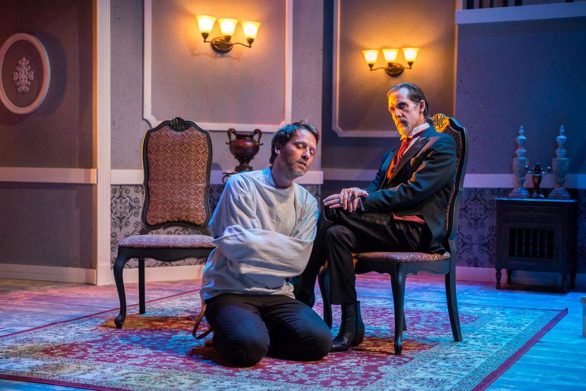Caleb Scott’s Renfield is under the spell of Carlos Orizondo’s Dracula in the Zoetic Stage world premiere of Michael McKeever’s “Dracula.”