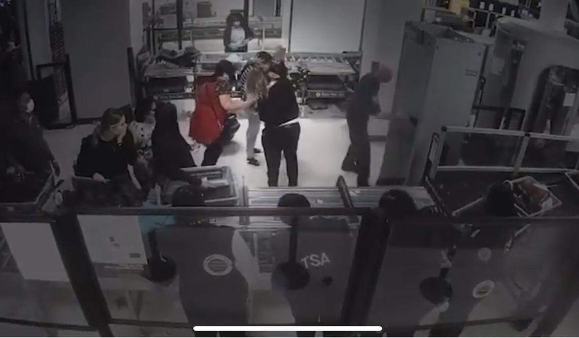 A choking infant was saved by a rookie TSA officer at Newark Liberty International Airport in New Jersey after she performed the Heimlich maneuver, video shows.