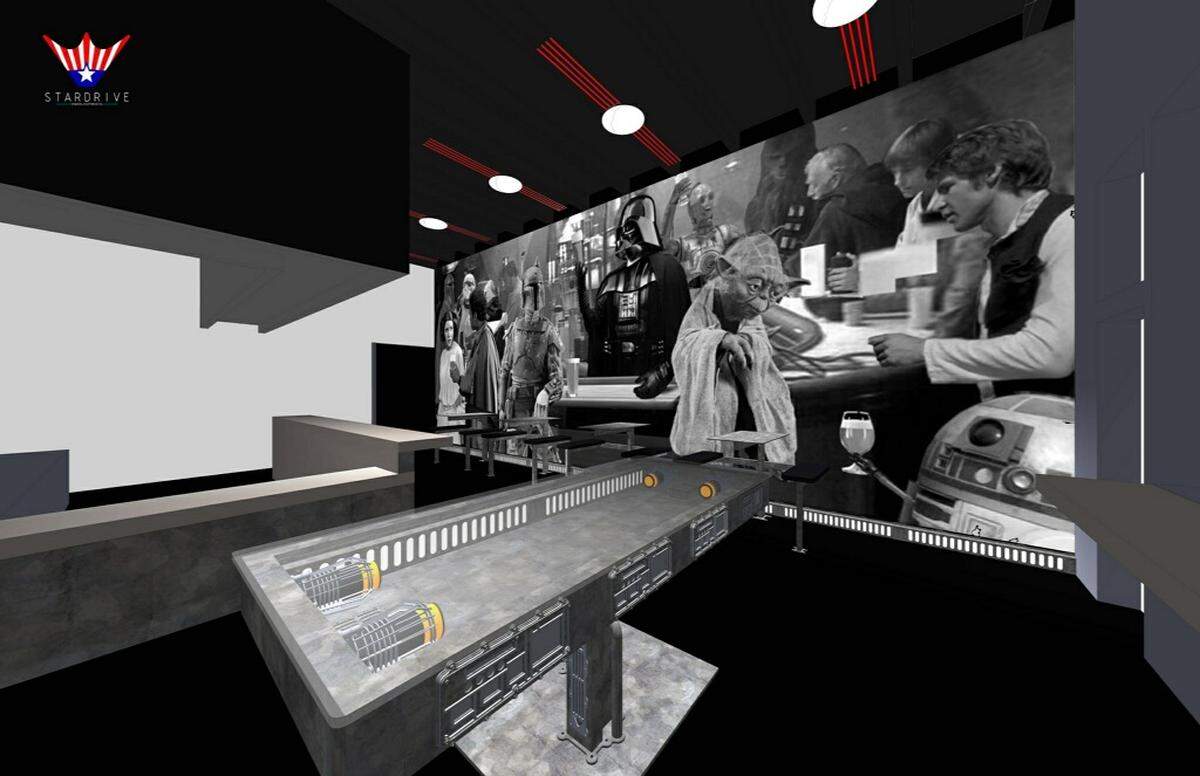 J. Wakefield brewery, known in part for its “Star Wars” murals, is painting over it its original cantina scene to create something new. This is a rendering of the new art.