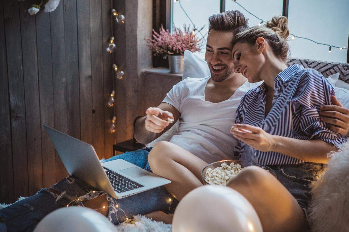 couple watching valentines day movie