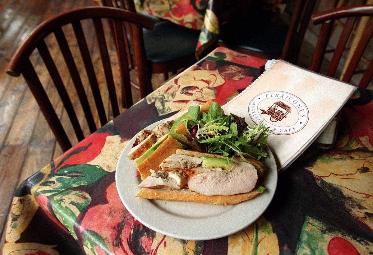 A sandwich at Perricone’s in 2000.