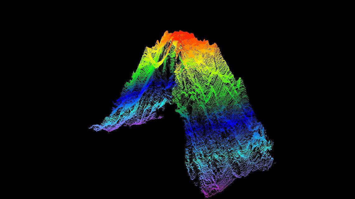 A seamount nearly the size of Mount Hood in Oregon has been found on the seafloor off British Columbia, according to NOAA Ocean Exploration.