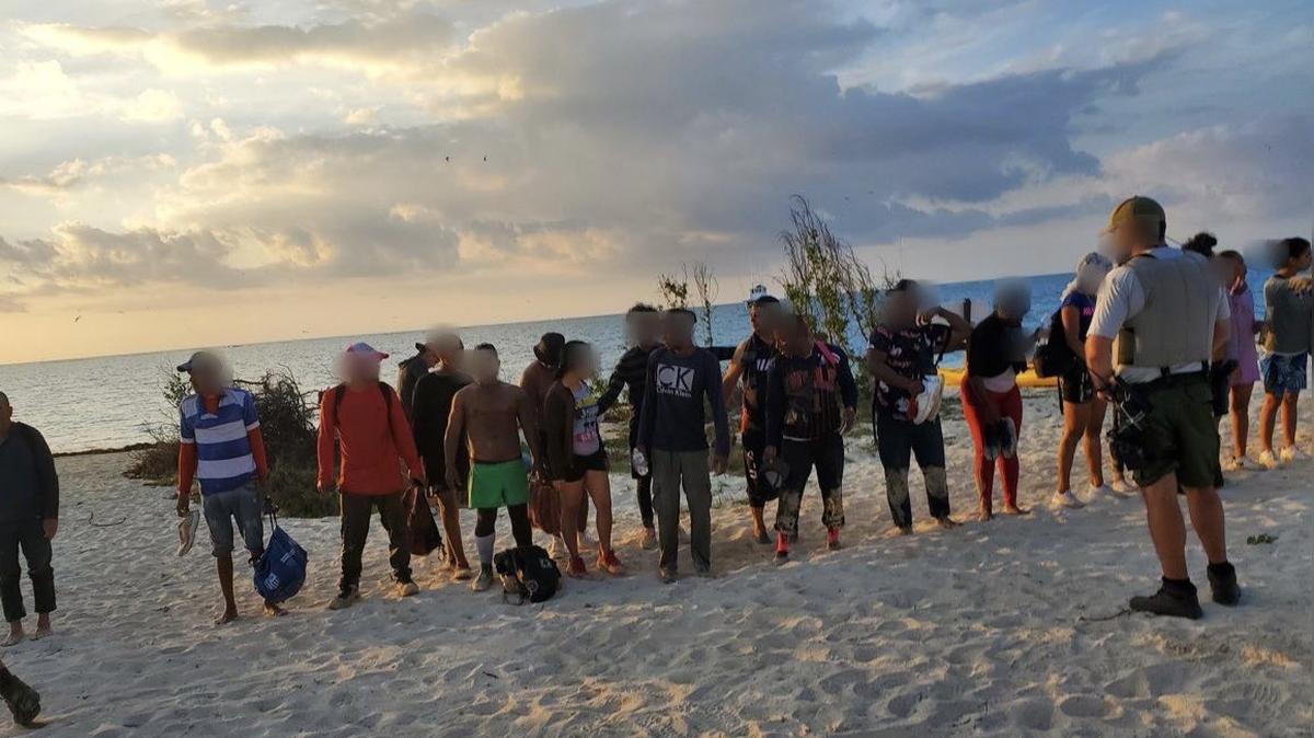 Walter Slosar, chief Border Patrol agent for the Miami sector, shared this image of a group of Cuban migrants, numbering 46 adults and two juveniles, on shore at Dry Torgugas National Park on Saturday, March 4, 2023.