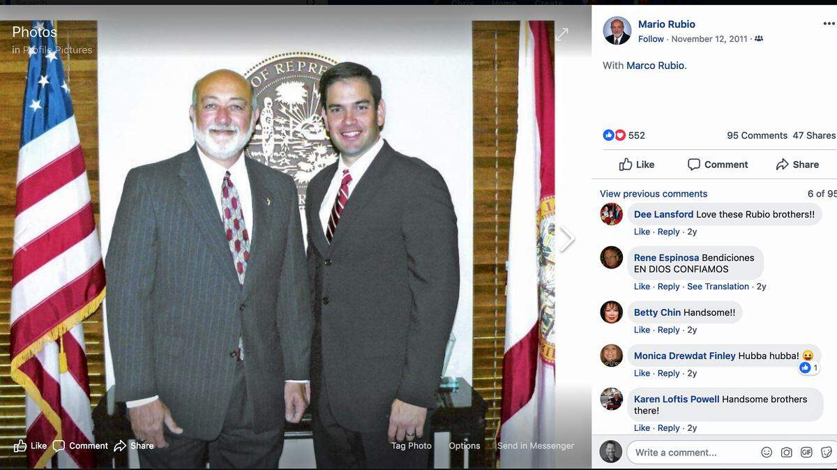 Mario Rubio, left, with brother U.S. Sen. Marco Rubio. Mario Rubio is now working for Gov. Ron DeSantis.