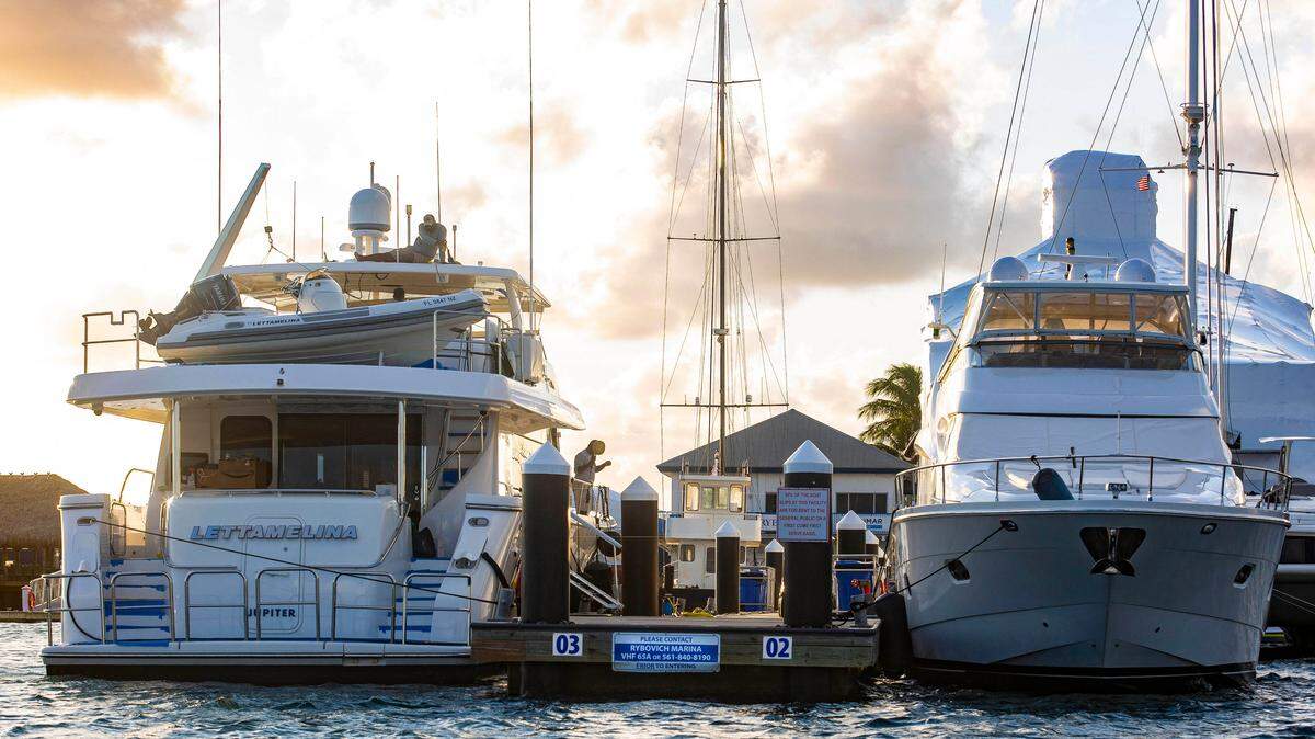 Rybovich superyacht marina as seen from the Intracoastal waters of the Atlantic Ocean in West Palm Beach, Florida, on November 6, 2019. After a direct appeal from owner Wayne Huizenga Jr. in 2018, then-Gov. Rick Scott bestowed the opportunity zone tax break on the marina.