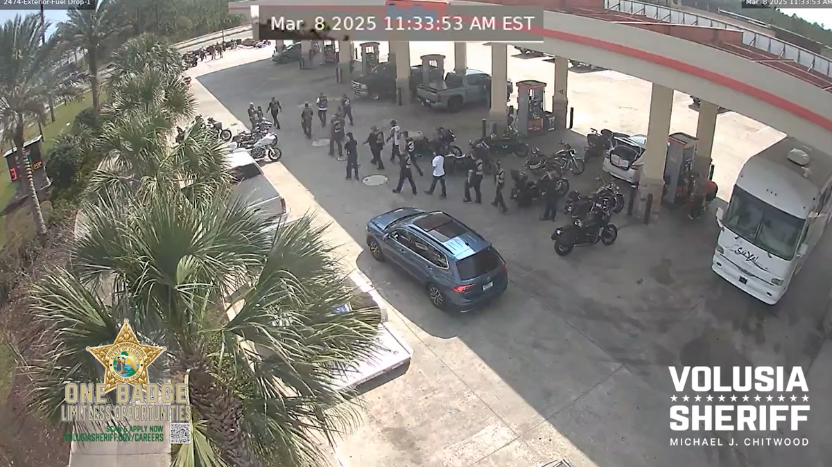 Investigators say seven people were armed and four people fired shots during the March 8 brawl at a RaceTrac gas station in New Smyrna Beach, Florida.