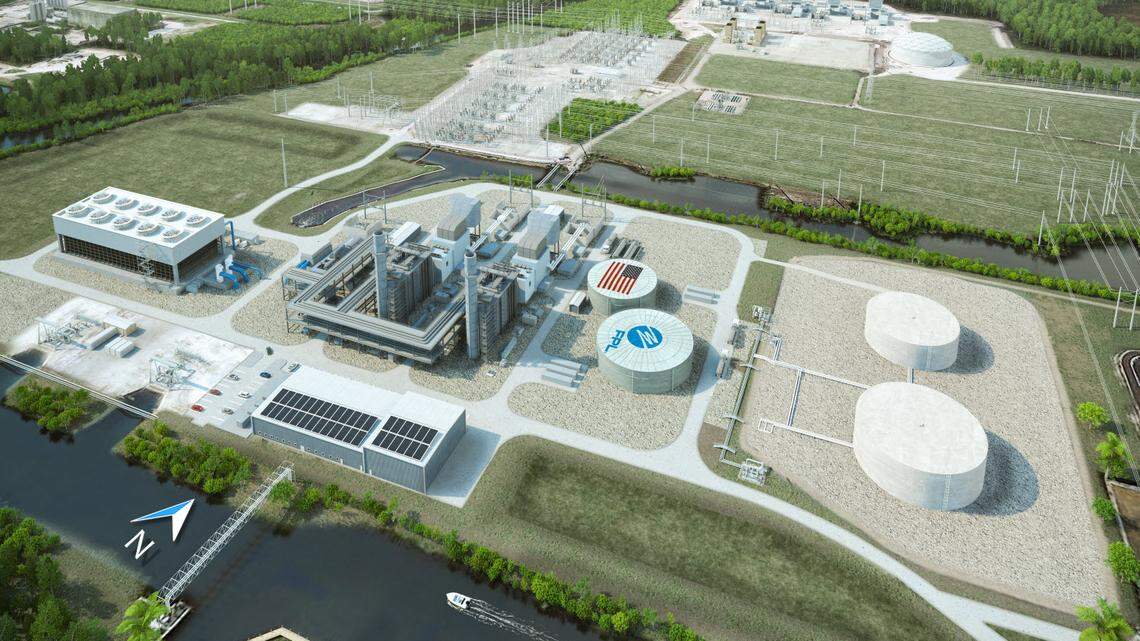 This is an artist’s rendering of Florida Power & Light’s newly approved Dania Beach Clean Energy Center — a plant fueled by natural gas — which will elevate critical infrastructure more than 11 feet to prepare for sea level rise.