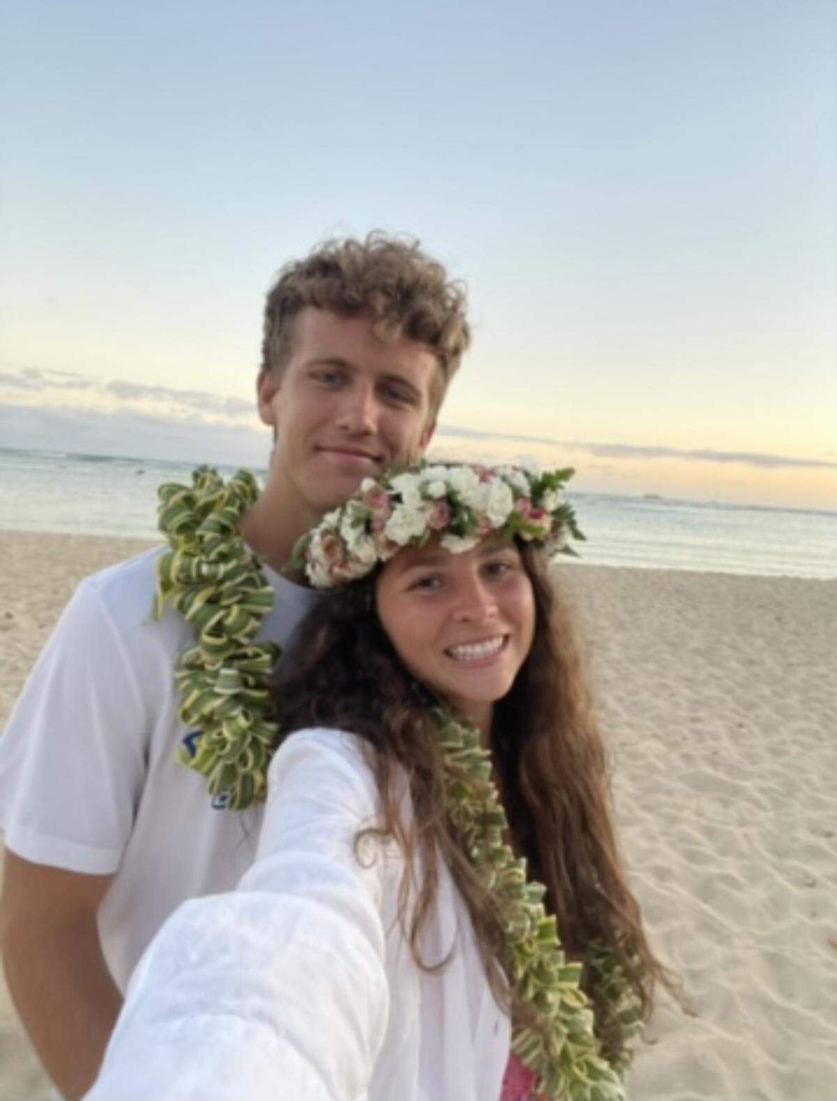 NSU shooting guard Ross Reeves (left) and his wife Courtney Lee (right). The two married while Reeves was attending Snow College in Utah two years ago.
