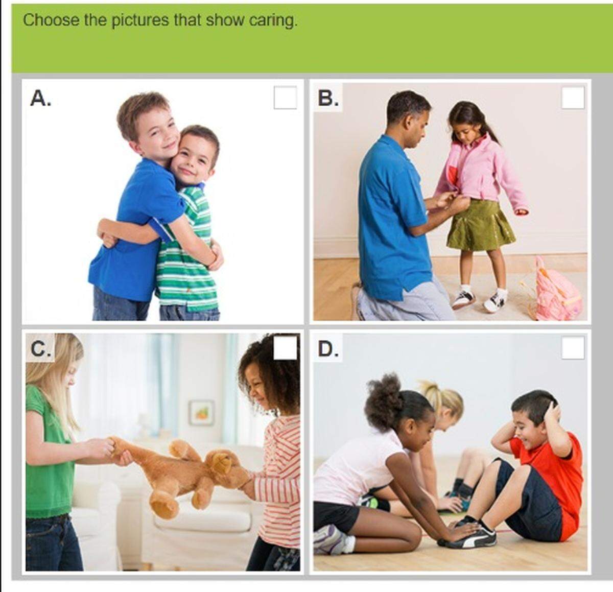 A student exercise in the book ‘Social Studies Alive! Me and My World,’ for kindergarten students.