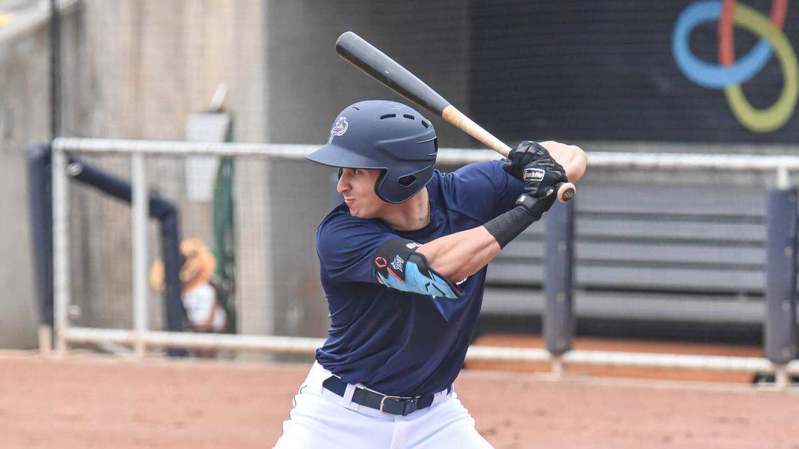 Miami Marlins outfielder prospect JJ Bleday during a practice session with the Double A Pensacola Blue Wahoos on Sunday, May 2, 2021, in Pensacola, Florida.