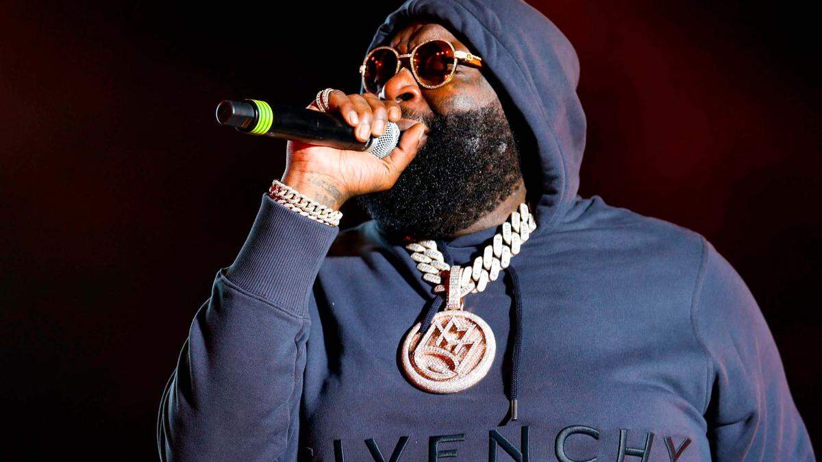 South Florida rapper RIck Ross performs during Jazz in the Gardens at Hard Rock Stadium Arena in Miami Gardens, Florida, on Sunday, March 13, 2022.