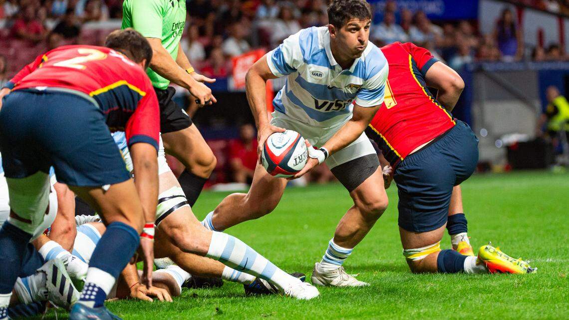 Tomas Cubelli (Argentina) in action during the rugby match between national teams of Spain and Argentina (Los Pumas) played at Estadio Civitas Metropolitano in Madrid. Cubelli will captain the new Miami Sharks pro rugby team in 2024.