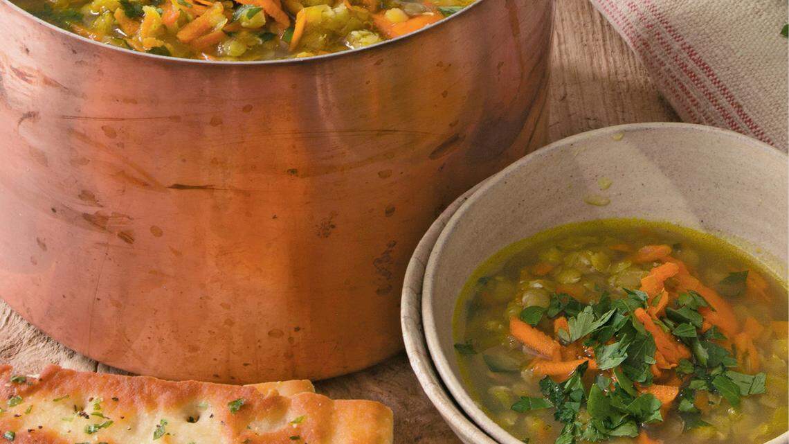 Lemony lentil soup from ‘The Art of Pantry Cooking.’