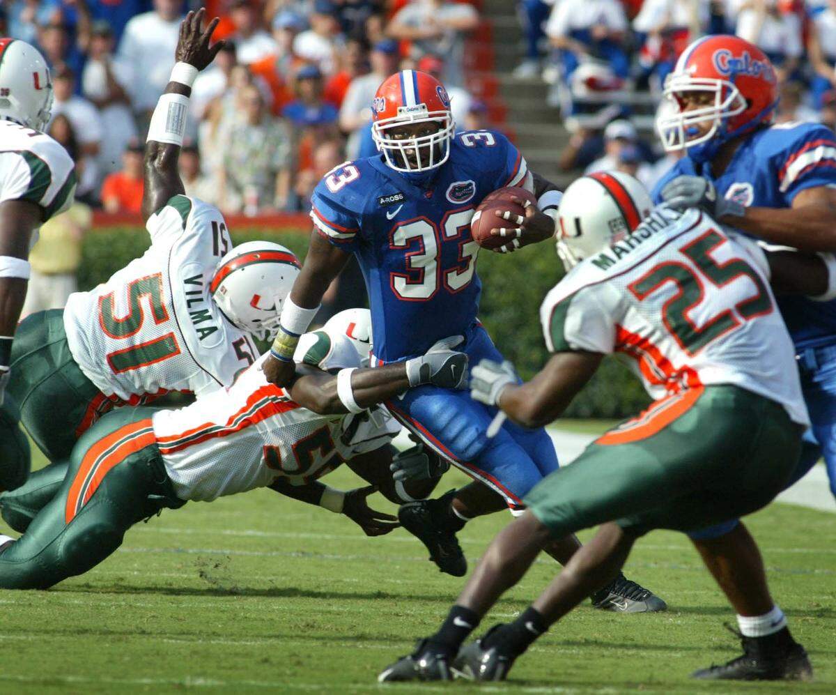 The University of Miami against the University of Florida at Ben Hill Griffin Stadium in Gainesville in 2002.