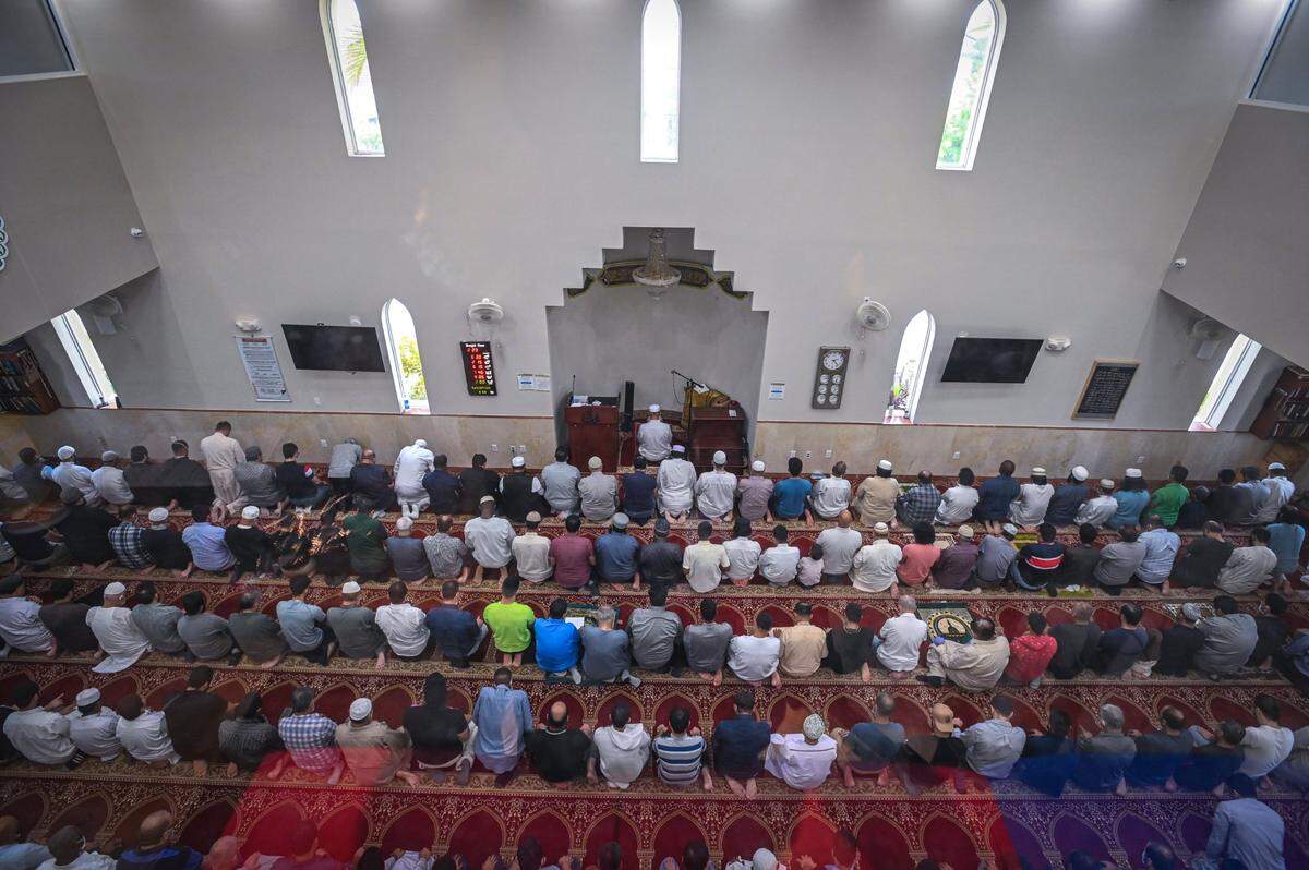 Members of Masjid An-Noor, the mosque connected to The Islamic School of Miami in West Kendall, pray before Ramadan last year. During the 30-day period, Muslims fast from sunrise to sunset to focus on prayer, self-reflection and helping those in need.