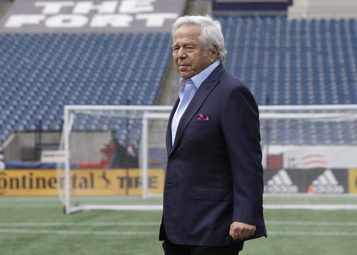 New England Patriots owner Robert Kraft at Gillette Stadium, in Foxborough, Mass., Thursday, May 9, 2019,