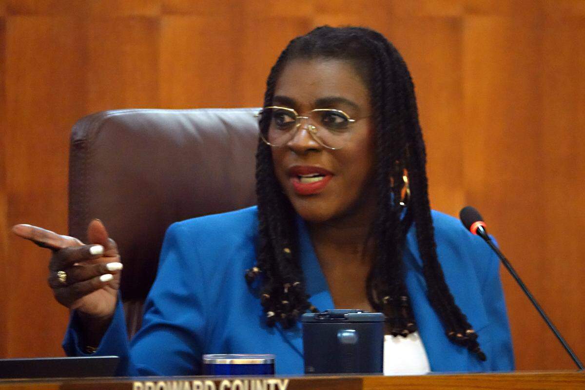 Broward County Commissioner Alexandra P. Davis speaks during a meeting at the Governmental Center in Fort Lauderdale. (Joe Cavaretta/South Florida Sun Sentinel)