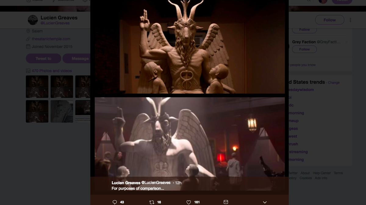 The Satanic Temple is threatening legal action after it says the Netflix show “The Chilling Adventures of Sabrina” stole its Baphomet statue design. Here, their spokesperson compares the two.