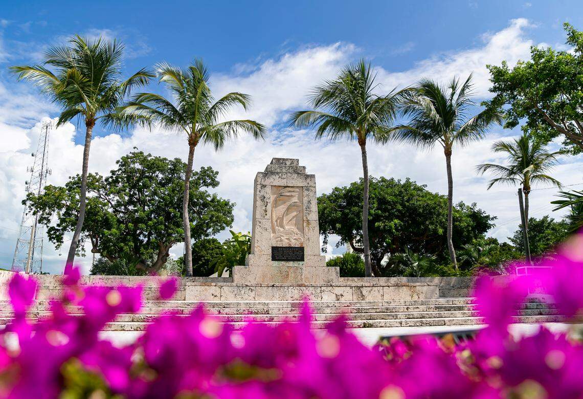 A view of the 1935 Hurricane Memorial in Islamorada, Florida on Monday, October 11, 2021. The memorial is located off the Overseas Highway’s mile marker 81.5 and is dedicated to the memory of the civilians and war veterans whose lives were lost in the hurricane of September 2, 1935.