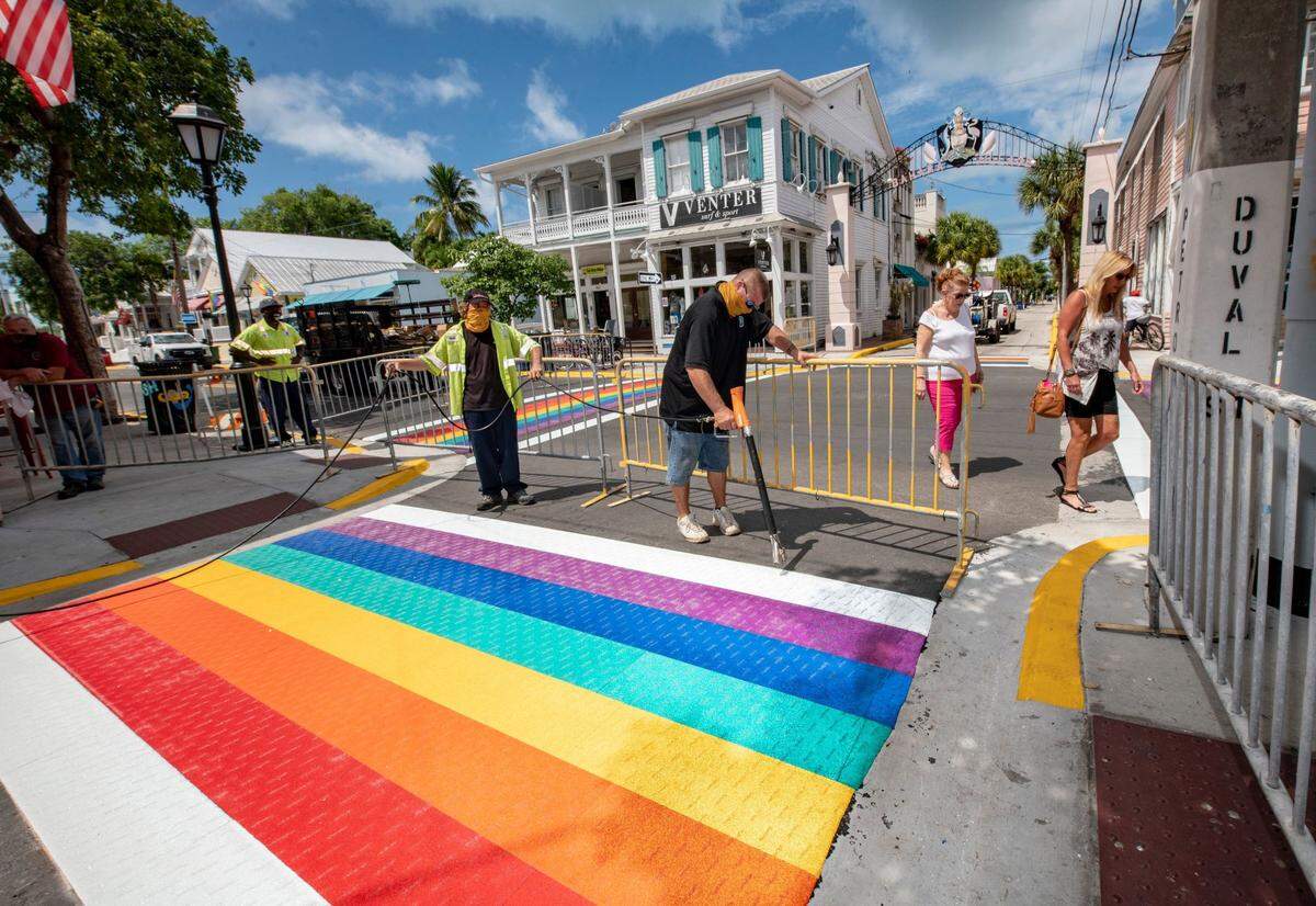 The city of Key West installed new rainbow crosswalks on June 15, 2020. They were originally installed in 2015 but taken down so the city could repave Duval Street.